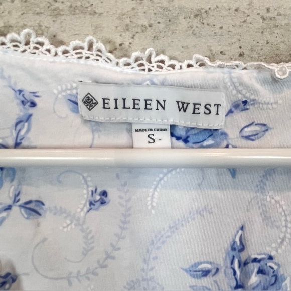 Eileen West Floral Lightweight Night Gown Sz S Romantic Cottagecore Prairie Lace - Picture 4 of 16